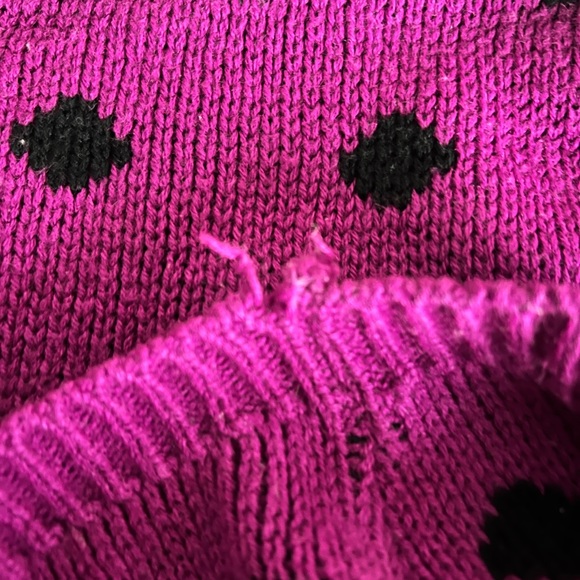 Vintage fuchsia polka dot knit sweater - Picture 5 of 5